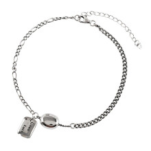 S925 Sterling Silver Lucky Letters Anklet Chain Female Kpop Gothic Vintage Personalized Girls Sexy Jewelry