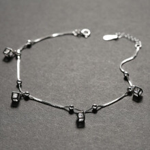 Cube Anklets in 925 Sterling silver with luster cz stone 21.5+3cm length for women girls hot