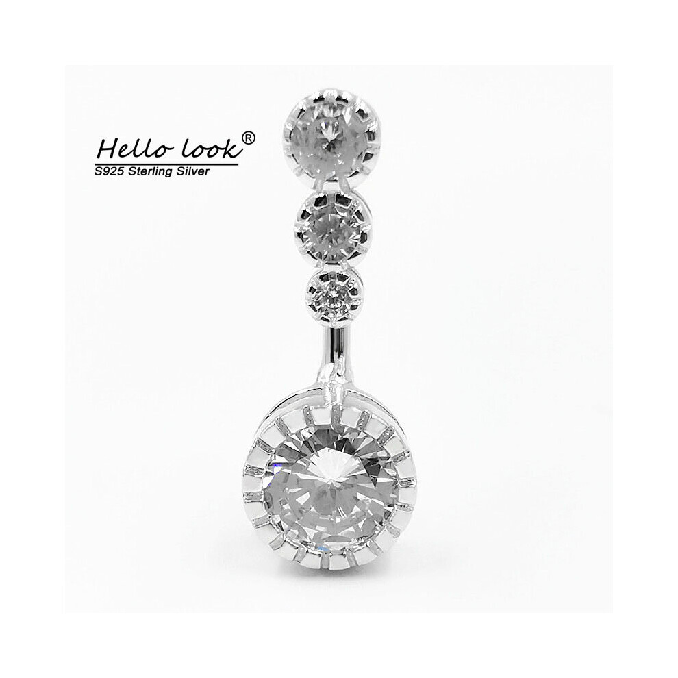 HelloLook 925 Sterling Silver Navel Piercing Dangle Jewelry Zircon Belly Button Ring Sexy Body Piercing Jewelry Accessories-image-OPC-PBSH6FZ-NEW