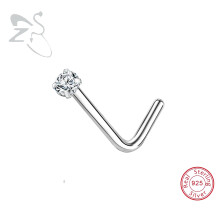(0.8X7X2mm White-L shape Rhodium Plated) ZS 1PC 18/20G Colorful CZ Crystal Nose Stud 925 Silver Nose Piercing Screw S-Shape Retainer Nostril Piercing Jewelry 2-3.5MM