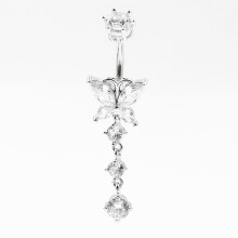 925 Sterling Silber Bauchnabelring Herz kubischer Zirkon Bauchnabelpiercing-Schmuck