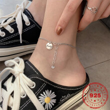 Lucky Round Anklet Niche Plated S925 Silver Personality Student Jewelry
