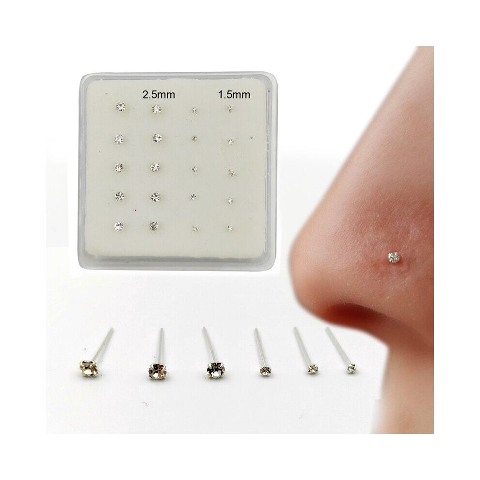 925 Sterling silver nose stud 1.5mm 2.5mm mixed nose pin stud indian nostril piercing 20pcs/pack-image-OPC-PBSH6KQ-NEW