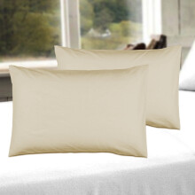 (Pillowcases Pair: 50 x 75 cm., Beige) 100% Egyptian Cotton Flat Sheets Soft Bed Sheet & Pillow Cases Pair