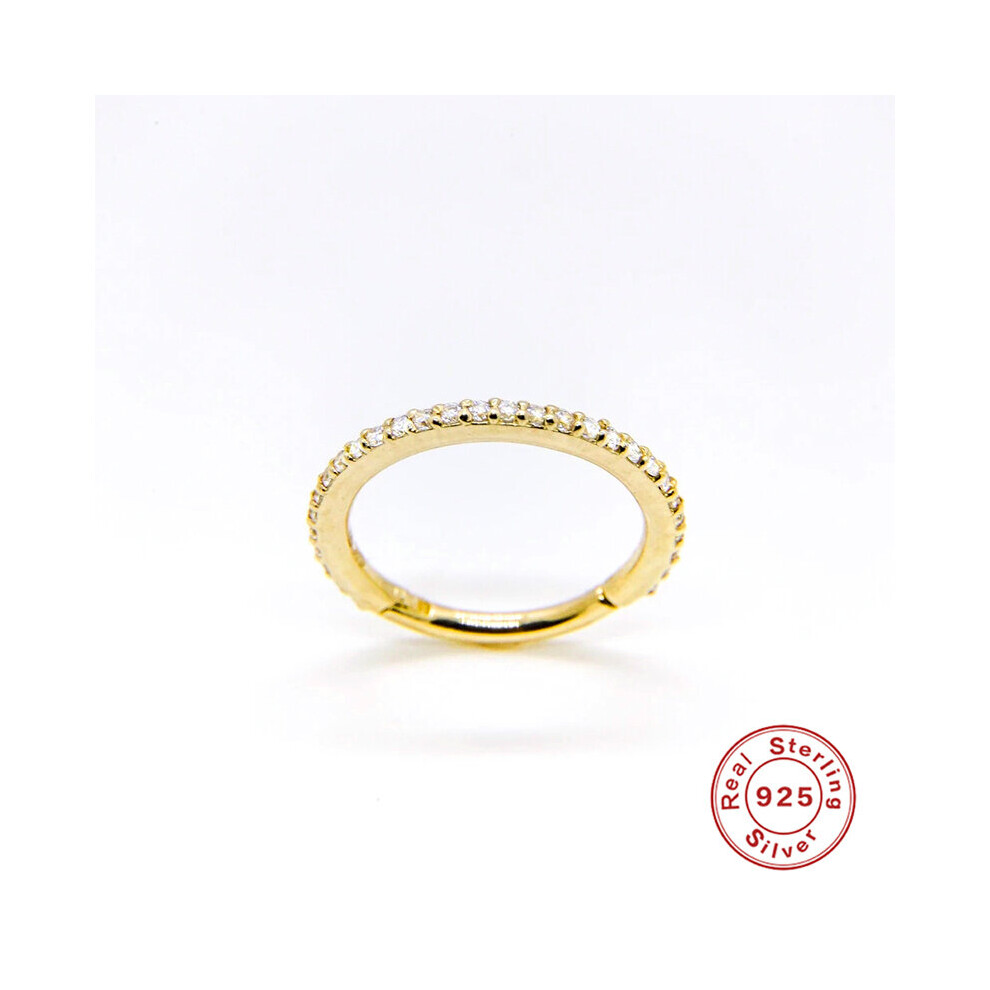 (6mm 1pcs Silver-A Gold color) 6mm/8mm CZ Crystal Piercing Ear Tragus Cartilage Jewelry 925 Silver Nose Hoop Nose Ring Body Jewelry