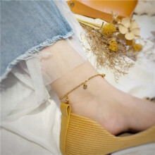 AK509 Fine Jewelry Woman Girl Bride Mother Birthday Wedding Gift Bells Charm 24KT Beach Anklet