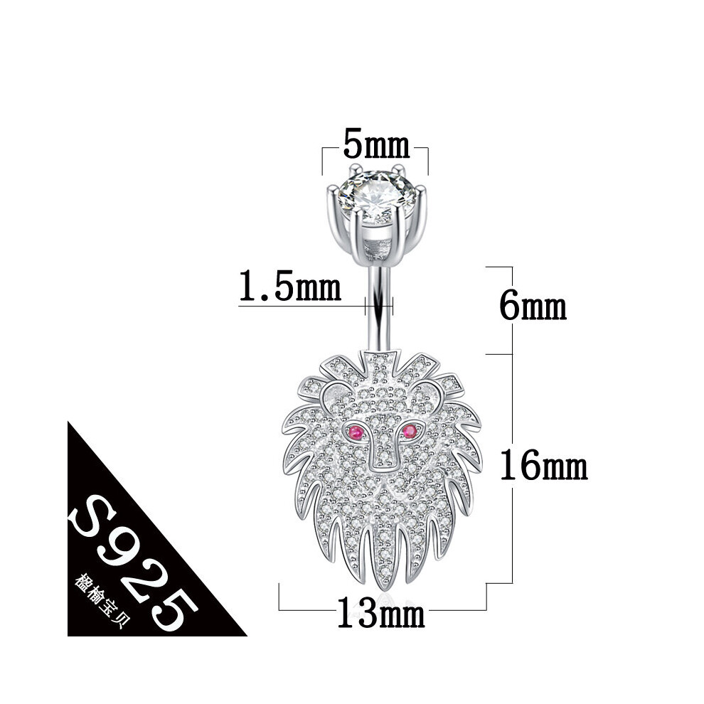 Belly button ring S925 body jewelry loin 925 sterling silver no allergic zircon stones 6 8 10 mm pin length piercing navel bar-image-OPC-PBSH82G-NEW