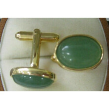 Natural Oval Jade Gems Cufflinks Wedding Party Men Shirt Cuff Links
