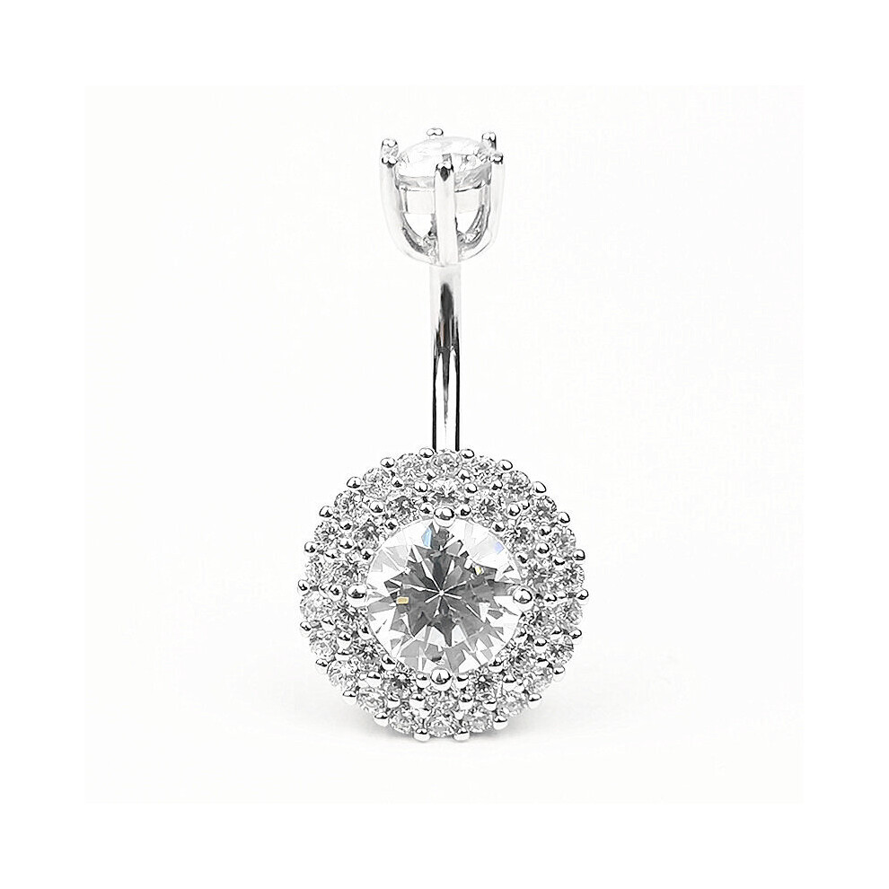 925 sterling silver belly bar Double End cubic zircon stone navel ring Body Piercing Navel Bars piercing jewelry-image-OPC-PBSH7YV-NEW