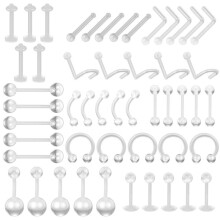 50 Pcs Clear Piercing Retainers Nose Tongue Nipple Belly Rings Eyebrow Lip Nose Studs Cartilage Tragus Earring Plug