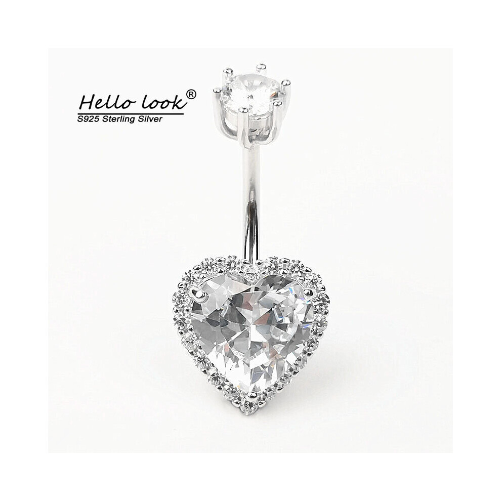 HelloLook 925 Sterling Silver Love Shape Belly Button Ring Zircon Belly Button Nail Body Piercing Jewelry Accessories-image-OPC-PBSH7Q7-NEW