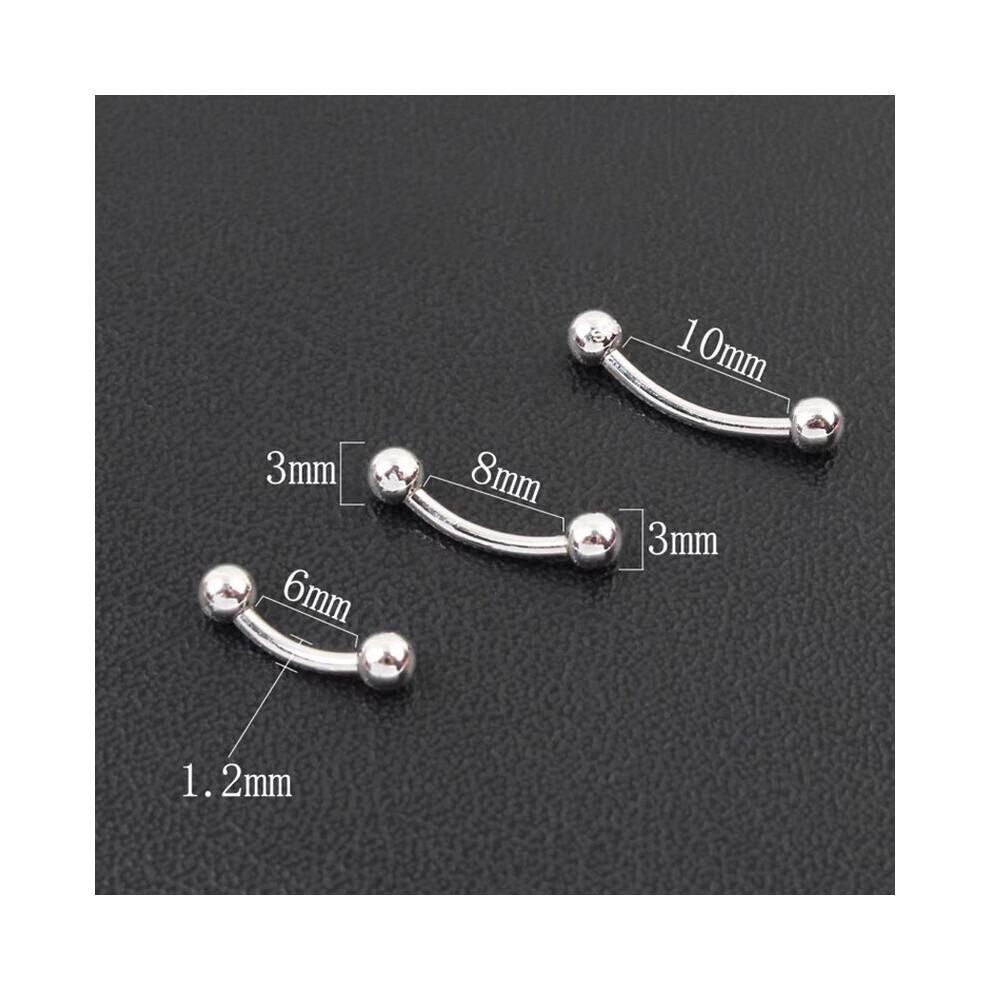 2Pc 925 Sterling Silver Eyebrow Piercing Tragus Piercing Silver 925 Real Women Decoration 1.2*6/8/10/12mm Lip Ring Body Jewelry-image-OPC-PBSH8Q7-NEW