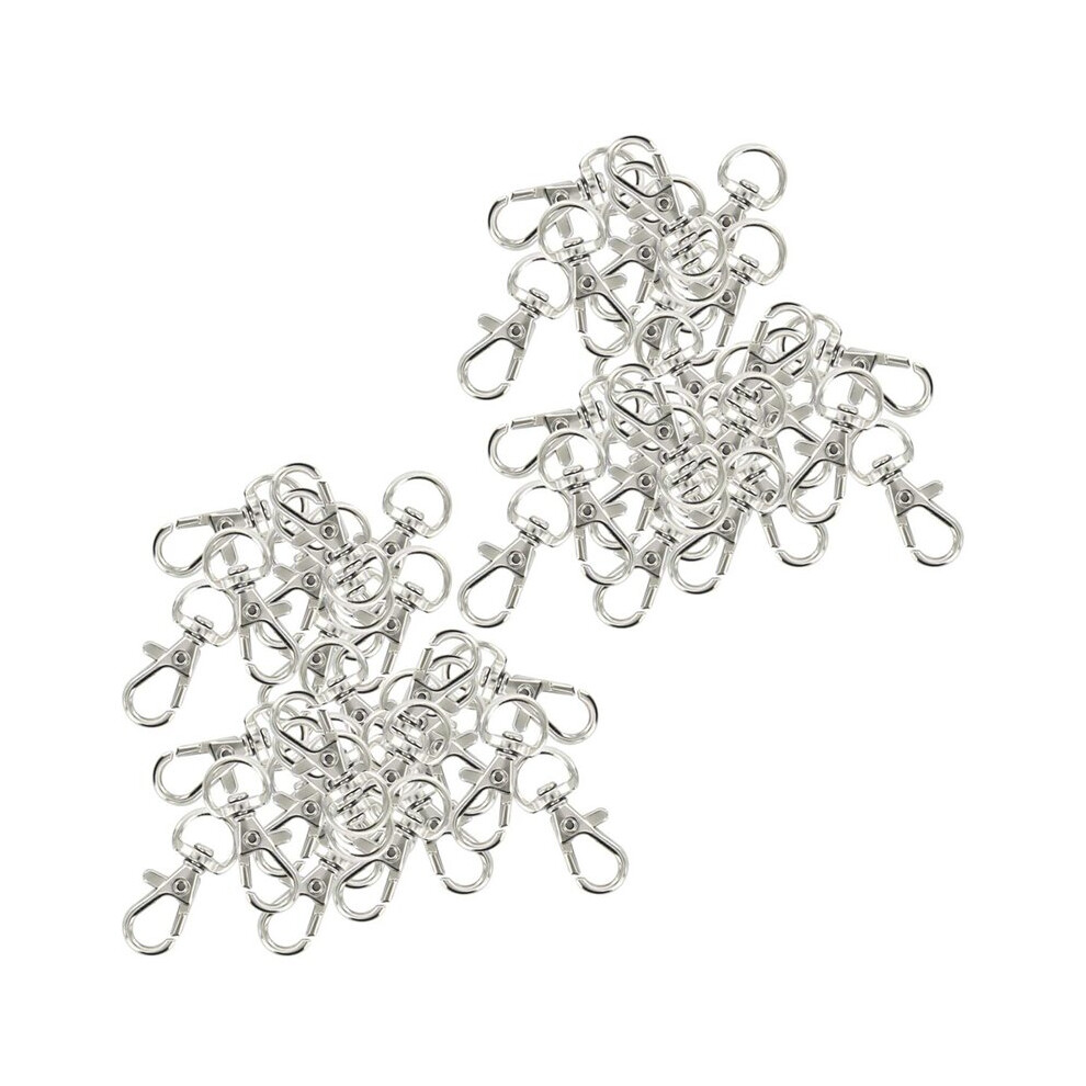 60Pcs Swivel Carabiners Keychain Silver 885654731162