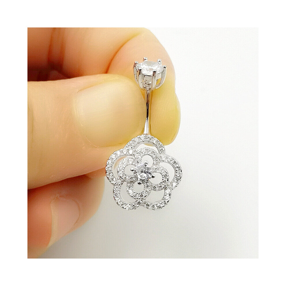 925 sterling silver navel piercing cubic zircon belly button ring body piercing jewelry-image-OPC-PBSH8SX-NEW