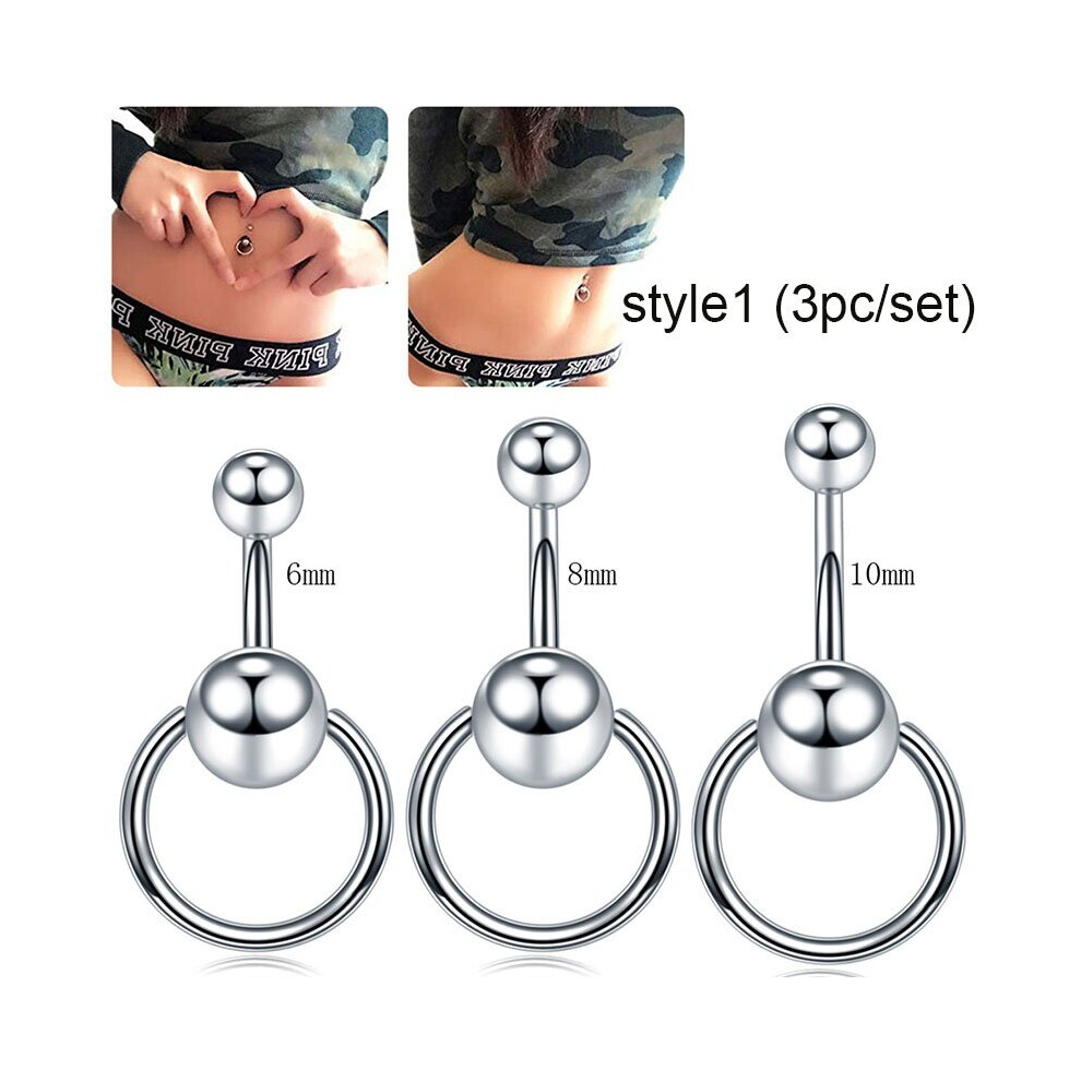 Crystal Belly Button Ring 14G Snowflake Belly Piercing Dangle Flower Navel Piercing Rose Sexy Navel Bar Belly Ring Set-image-OPC-PBSH9CS-NEW