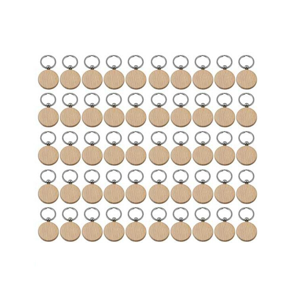 50Pcs Blank Round Wooden Key Chain Diy Wood Keychains Key Tags Can Engrave Diy 885654732763