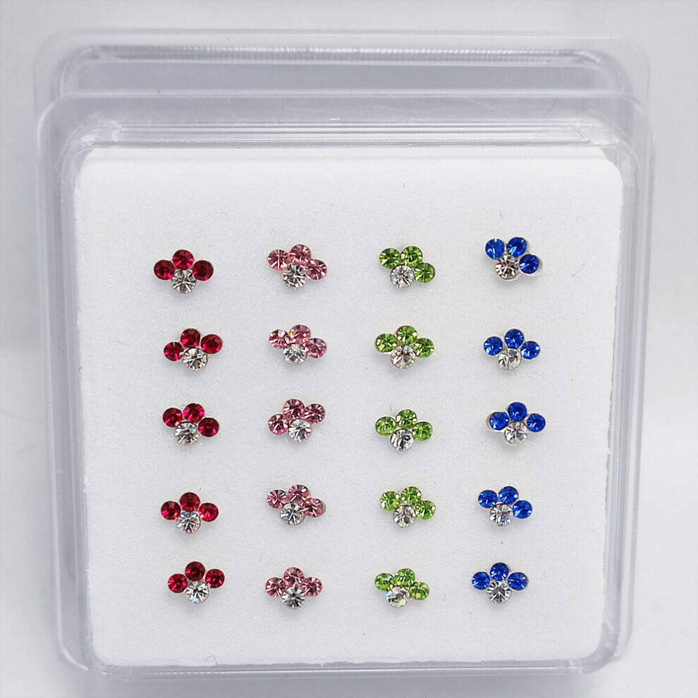 20pcs/pack Nose Studs 925 Sterling Silver Nose Stud Piercing Pin Bone clear crystal nariz Piercing Stud Ring-image-OPC-PBSHBDM-NEW