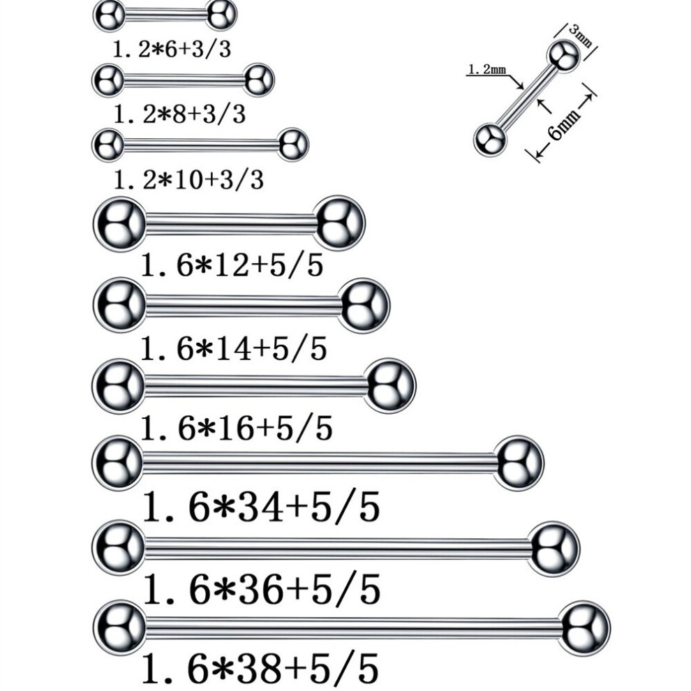 1PC Titanium Tongue Piercings External Threaded 14G Industrial Barbell Rings Lengua Nipple Bar Ear Tragus Pirsing-image-OPC-PBSHBPD-NEW