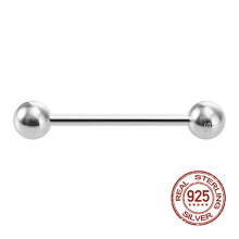 1PC 925 Sterling Silver Tongue Piercing Tongue Rings Barbell for Women 16mm Nipple Ring 14G Hypoallergenic Piercing Fine Jewelry