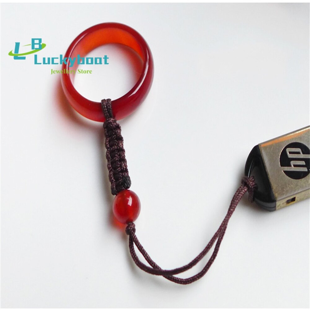 Jade Chalcedony Agate Mobile Phone Chain Mobile Phone Rope Key Chain Multicolor Red/Green 885654742014