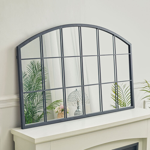 Living And Home Arched Modern Black Framed Wall Mirror 1