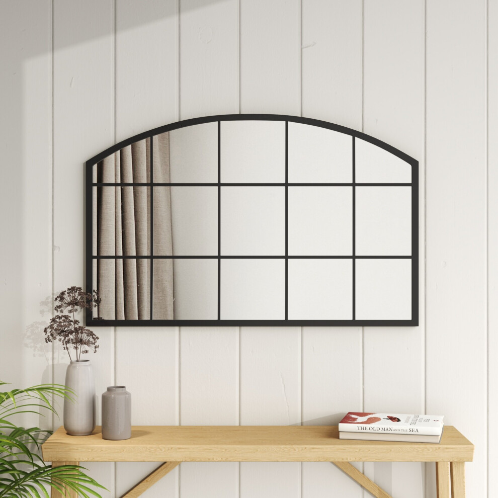 Arched Modern Black Framed Wall Mirror
