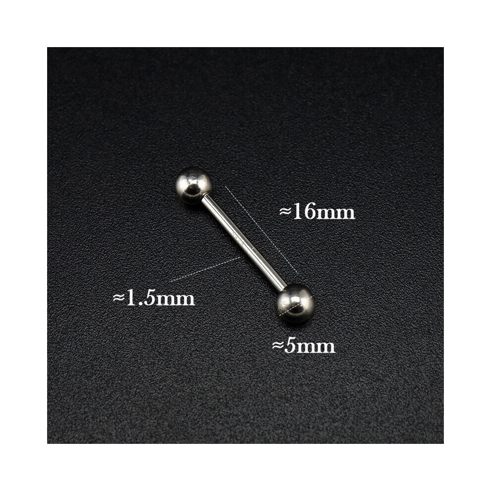 925 Sterling Silver Tongue Piercing 16MM Tongue Bars 5MM Ball Piercing Jewelry For Women Man Punk Decoration Unisex-image-OPC-PBSHCYB-NEW