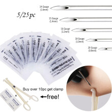 Disposable 14g/15g/16g/18g/20g Sterile Piercing Needles for Navel Nipple Ear Nose Lip Tattoo Piercing Needles Clamp Kit Tool