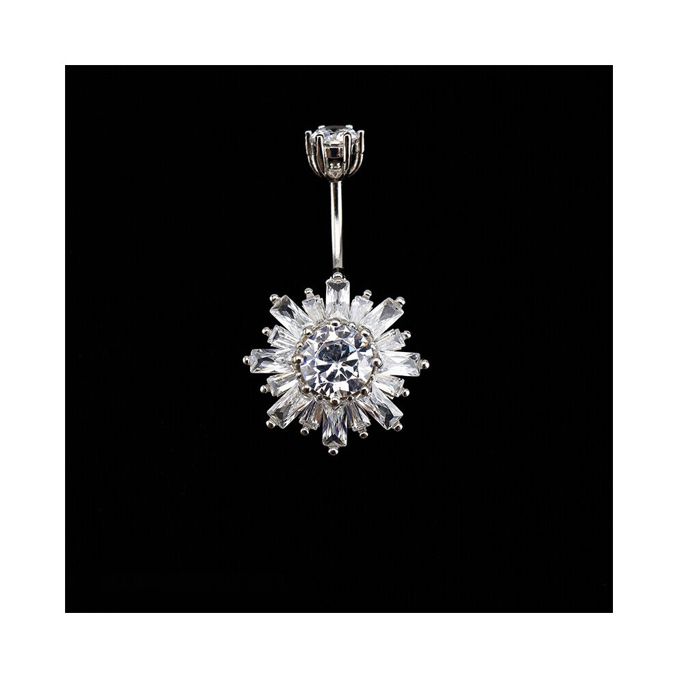 Body Decoration Women Jewelry Zircon Sunflower 925 Sterling Silver Belly Piercing Button Rings Bananabell For Girl Gift-image-OPC-PBSHDBH-NEW