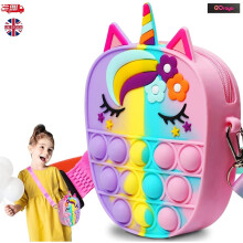 Unicorn Pop It Bag for Girls & Kids – Fidget Shoulder Bag, Poppet Purse, BPA-Free Silicone