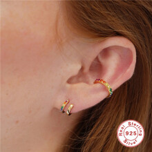 1PC 925 Silver Punk Double C-Shape Ear Cuff Ear Clip for Women No Pierced Geometric Small Earcuff Ear Wrap Clips Jewelry