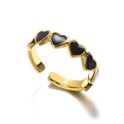 Adjusted Row Enamel Colored Love Heart Rings for Women on OnBuy