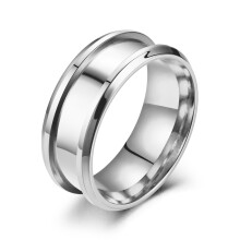 8mm Stainless Steel Rings Wide Grooved Rings For Inlay Jewelry Making DIY Accessory Parts Accessories