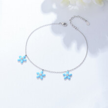 fulsun S925 Sterling Silver beach Enamel Starfish Anklet fine jewelry Girls Foot Charm Jewelry CZ cubic zirconia
