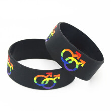 1PC Gay Pride Silicone Bracelet with Rainbow Men Sign Boy Gender Boys' love Rubber Wristband Bangles SH158