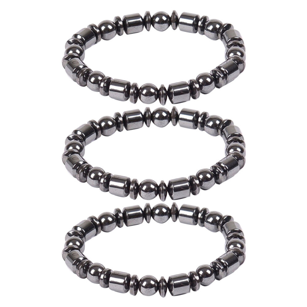 3pcs Casual Lightweight Men Women Gift Hematite Magnetic Bracelet Weight Loss Therapy Anxiety Relief For Healing-image-OPC-PBSHPFZ-NEW