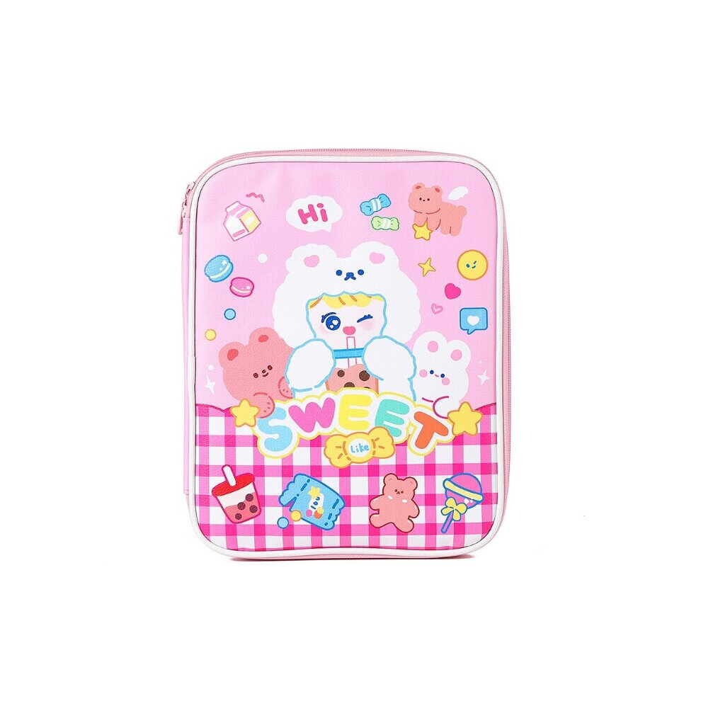 Cartoon Laptop Faux Leather Sleeve Carrying Case Tablet Cover Pouch Zipper Bag 9.7-11 Inch Notebook Organizer Pink 885659396298