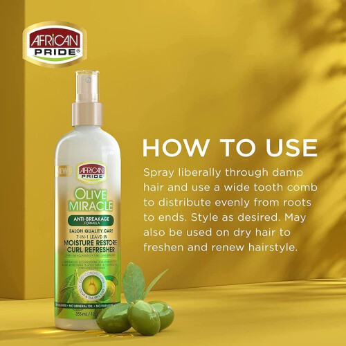 African Pride Olive Miracle Moisture Restore Curl Refresher 12fl Oz 1