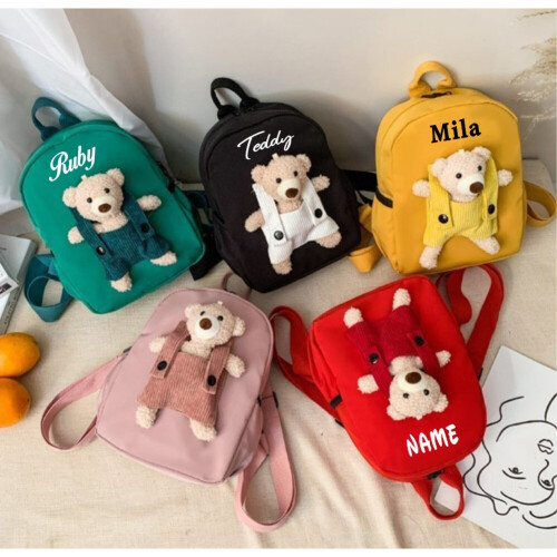 personalized toddler backpack plush bear preschool bag kids name backpack for boys girls mini childs bag backpacks