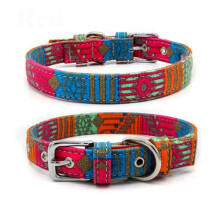 (Red, S) Adjustable Double Canvas Dog Collar