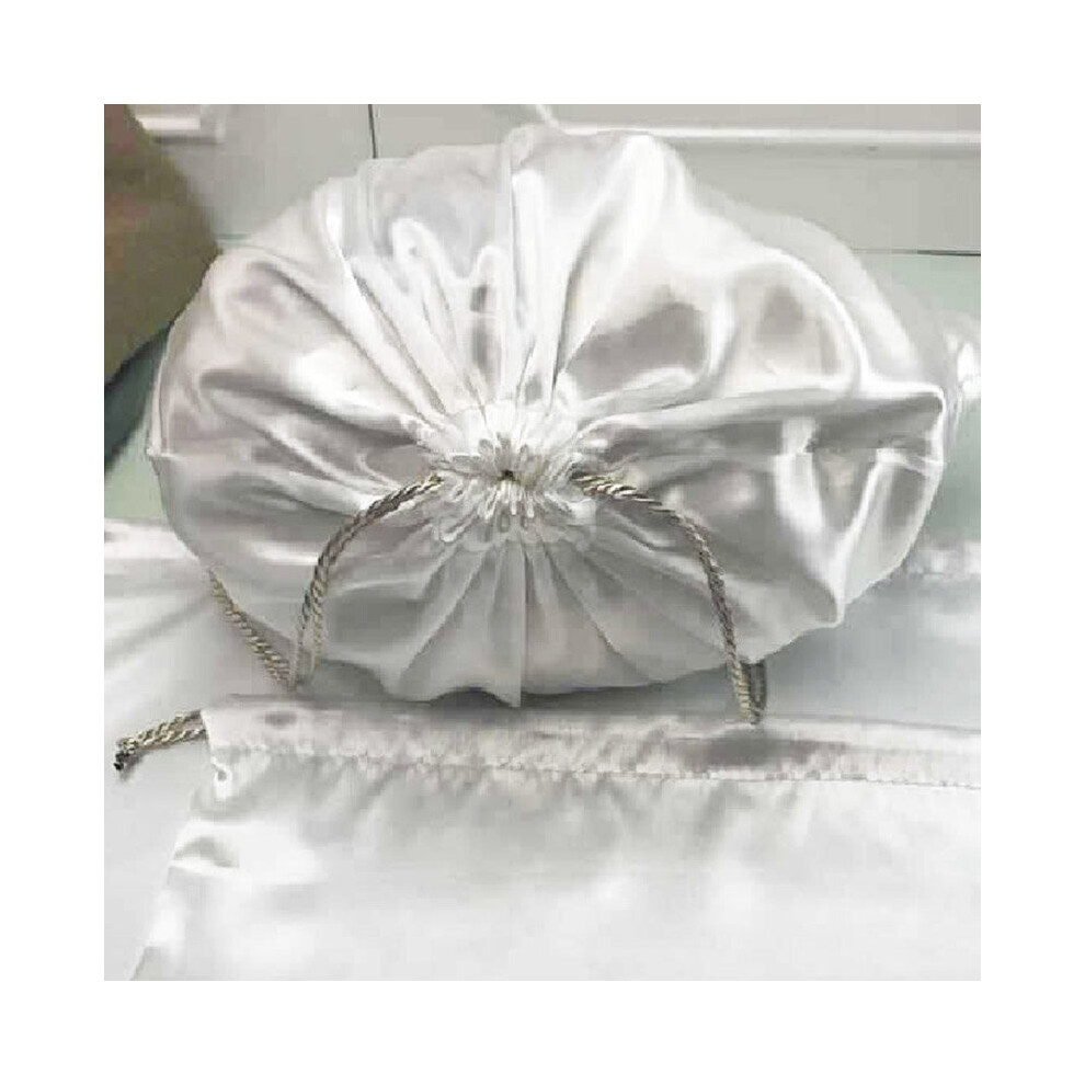 White Satin Extensions Hair Bags Ribbon Drawstring Luxry Goods Silk Packaging Pouches Makeup Case Shoes Cloth Wigs Storage Bag