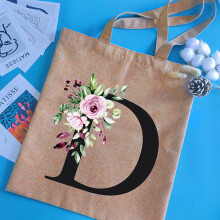 Alphabet Print Shopping Bag Canvas Bags Large Capacity College Handbag Eco Friendly Shopping Bag Linen Canvas Bag Linen