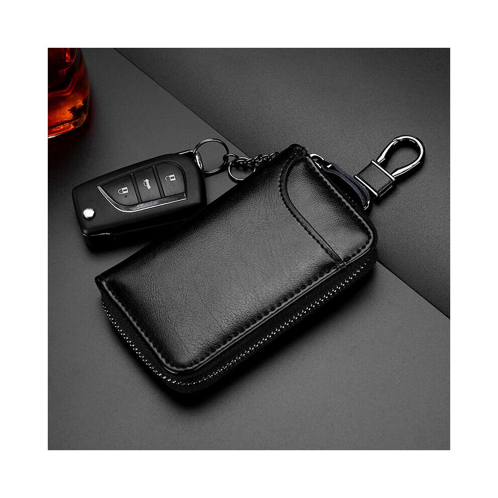 Leather Keychain Holder Multifunction Keys Organizer Wallet Men Car Key Case Ladies Smart Housekeeper Keys Pouch Black 885659296864