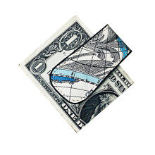 Magnetic Money Clip Wallet Men Money Holder PU Leather Mini Clamps Map Pattern Carteira BIH130 PM49