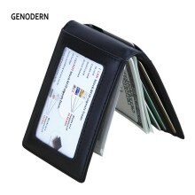 Leather Money Clip for Men European American Short Money Purse with Metal Clip Dollar Bag Men Wallets