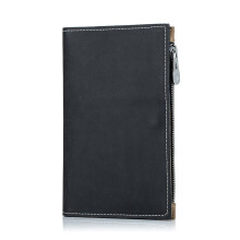 Unisex Mutifunction Ultrathin Money Clips Leather Passport Passenger Ticket Wallet Zipper Change Pocket Papers Note Bag