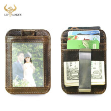 Unisex Real Leather Gift Slim Wallet Travel Front Pocket Money Clip Mini Clamp Purse XYX-C061