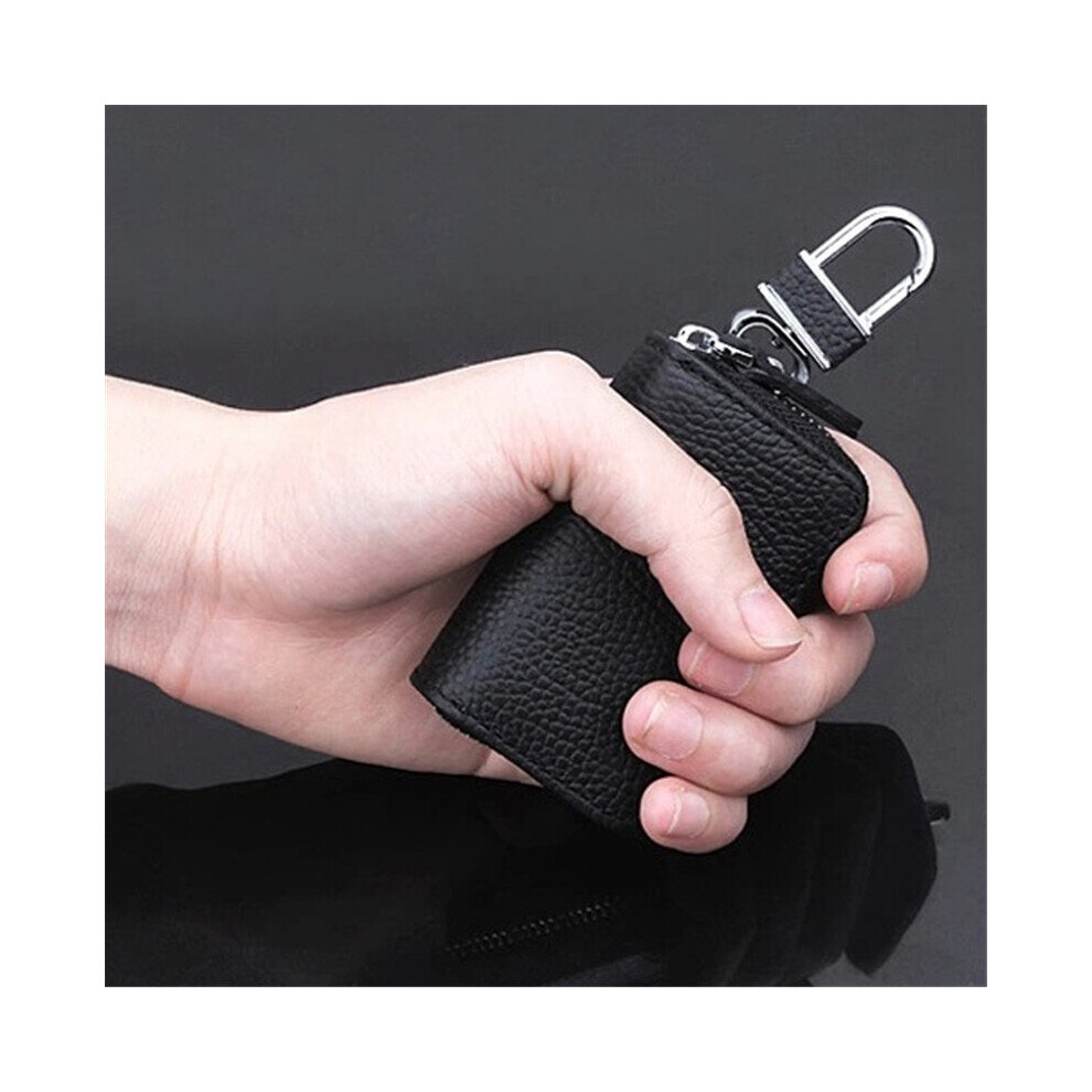 Unisex Pu Leather Car Key Wallets Men Car Key Holder Housekeeper Keys Organizer Women Keychain Covers Zipper Key Case Pouch Bag Black 885659299001