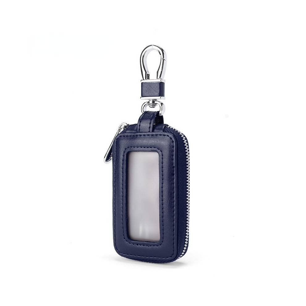 Male Real Cowhide Double Zipper Female Large-Capacity Waist Padlock Key Case Car Universal Key Case Brown 885659301148