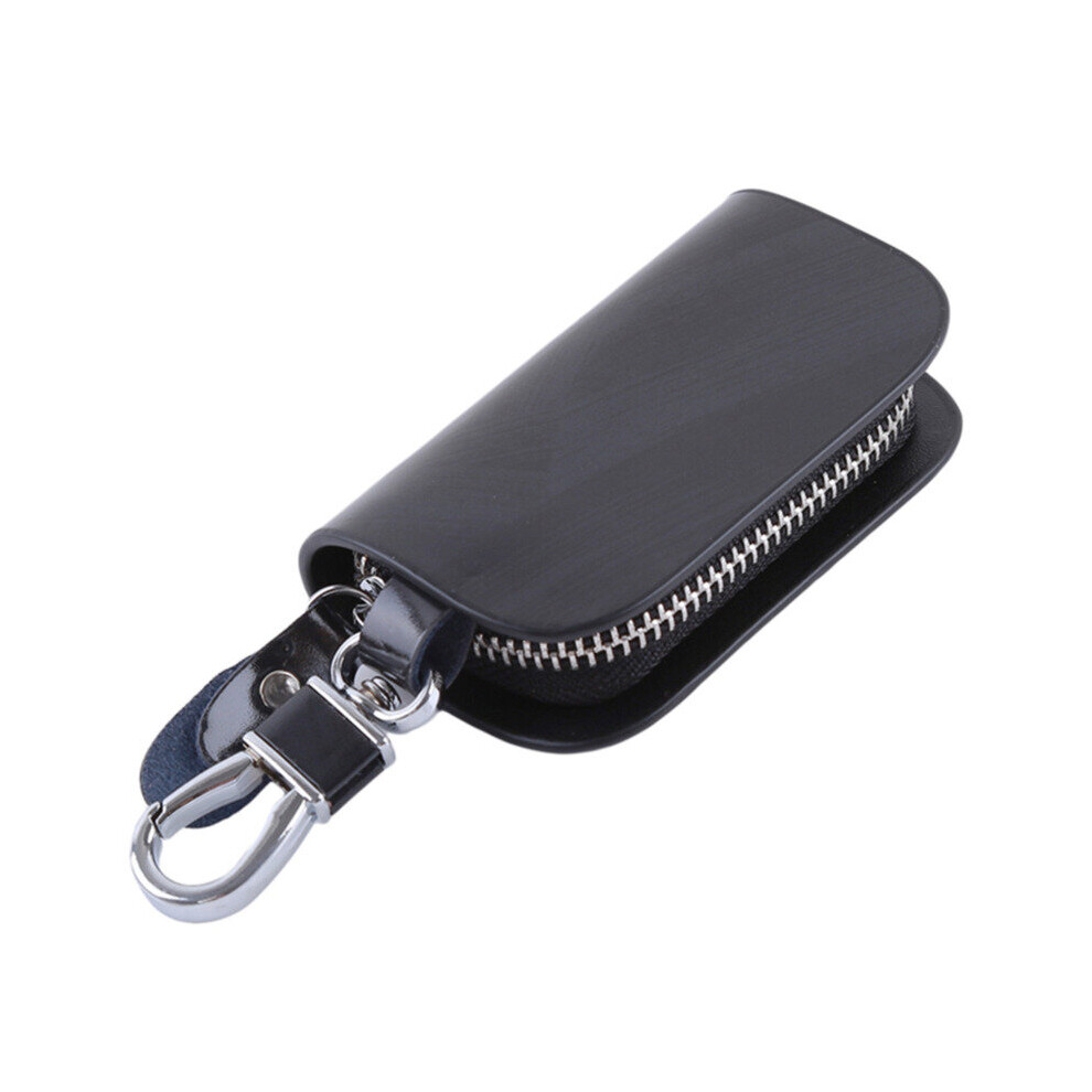 Men Key Holder Housekeeper Keys Organizer Wallet Keychain Covers Zipper Key Case Bag Leather Car Key Wallets Black 885659303463